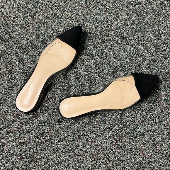 Black & Clear Transparent Vinyl Acrylic Pointed Toe Slides Flat Shoes Sz 6.5/7 - Picture 12 of 16